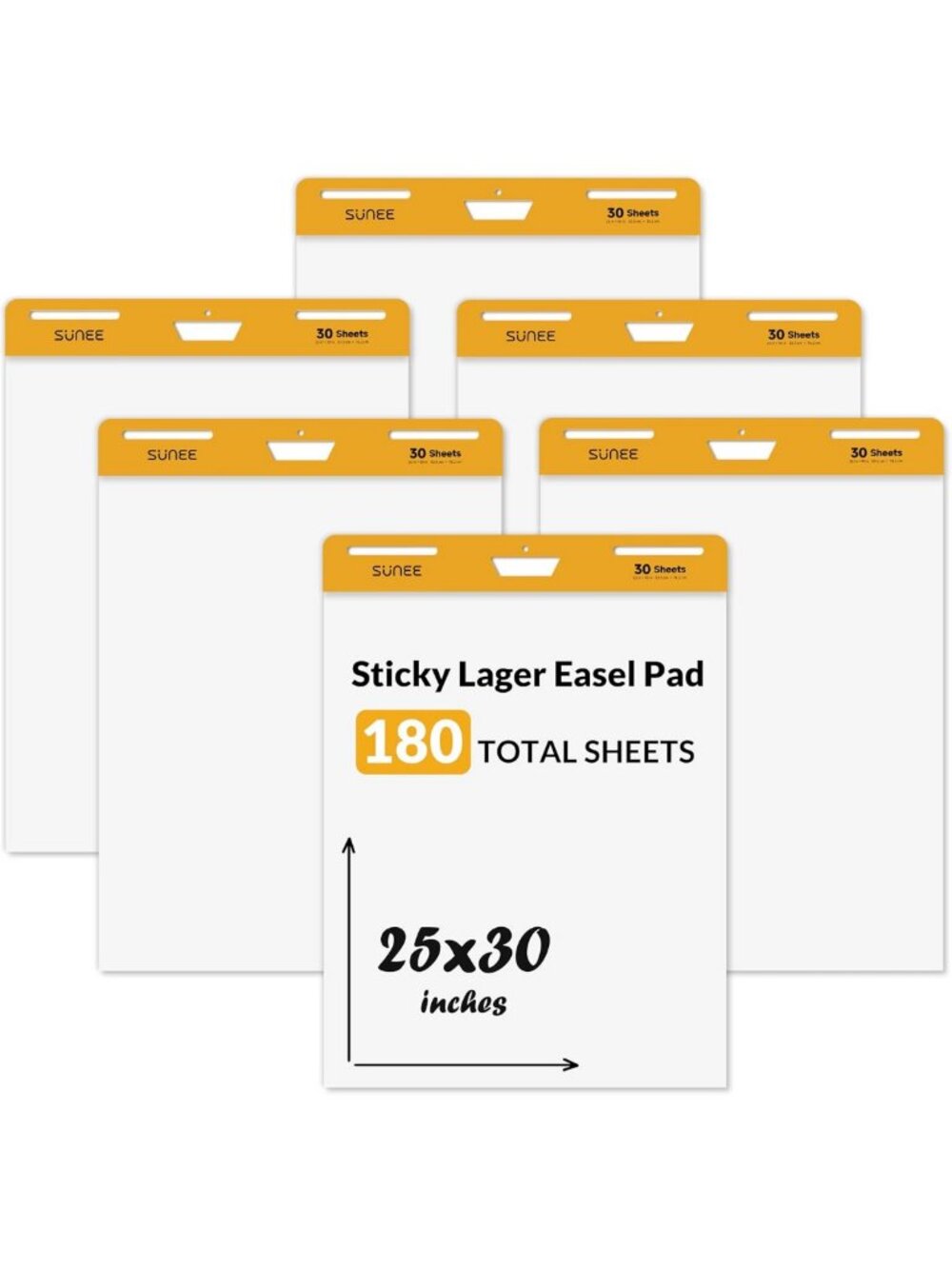 Self-Stick Flip Chart Paper Pads, 25x30 Inches, 6 Pack, 30 Sheets Each, Easy